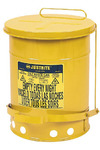 Fire Safe Oily Rag Waste Cans yellow 14 gallon size metal step on opening